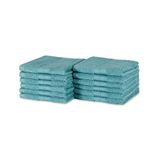 Amazon Basics Washandjes biologisch katoen, kleurvast, 30 x 30 cm, Blauwgroen, 12 stuks