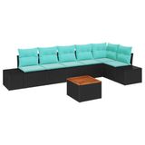 vidaXL Ensemble de canapé de jardin 7 pc Noir et turquoise