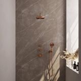 Brauer Copper Edition Thermostatische Regendoucheset Inbouw - Hoofddouche 20 cm - Gebogen Wandarm - Handdouche 3 Standen - Doucheslang - Wandaansluitbocht