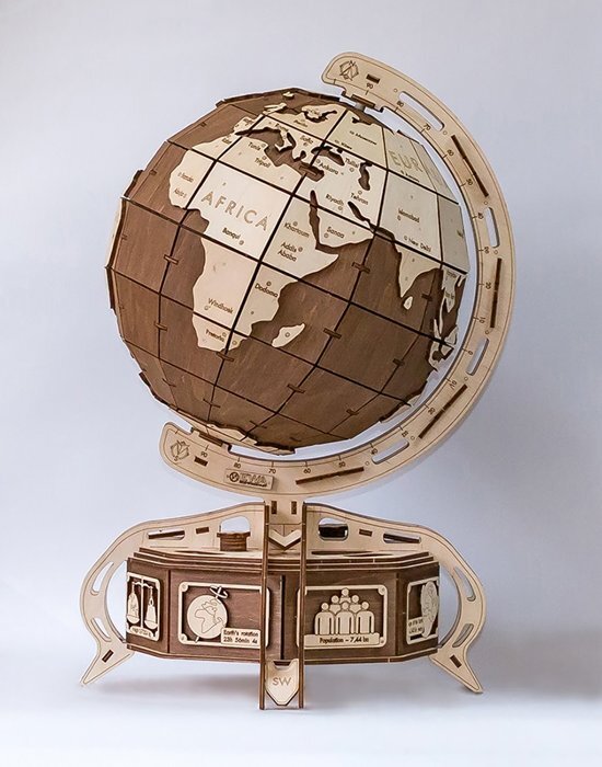 Eco-Wood-Art Globe - Houten Modelbouw - Bruin