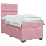 vidaXL Boxspringbed met matras en hoofdeinde, roze, 80 x 200 cm, fluweel