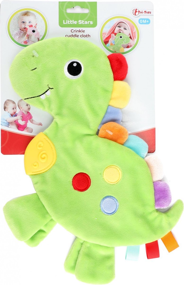 Toi Toys Toi Toys knisperdoekje dino junior pluche 35 cm groen