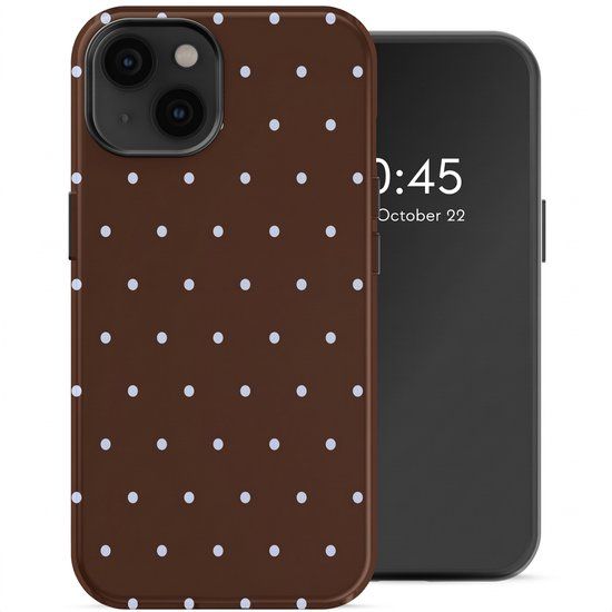 Selencia Hoesje - Geschikt voor Apple iPhone 14 - Backcover - Happy Dots Chocolate