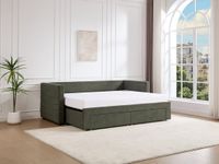 Vente-unique Bedbank CAMITY stof groen 2 x 80 x 200 cm