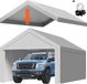 Tente de remplacement pour abri de voiture, 3,6 x 6 mètres, tente de garage imperméable avec parois latérales, résistante aux UV, tente de voiture robuste avec boules sur le bord, gris. Cadre non inclus