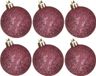 Billiet - Vanlaere 6x stuks kunststof pailletten kerstballen aubergine roze 6 cm