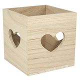 Rayher 62286000 houten theelichthouder FSC Mix Credit, 10x10x10cm, harten