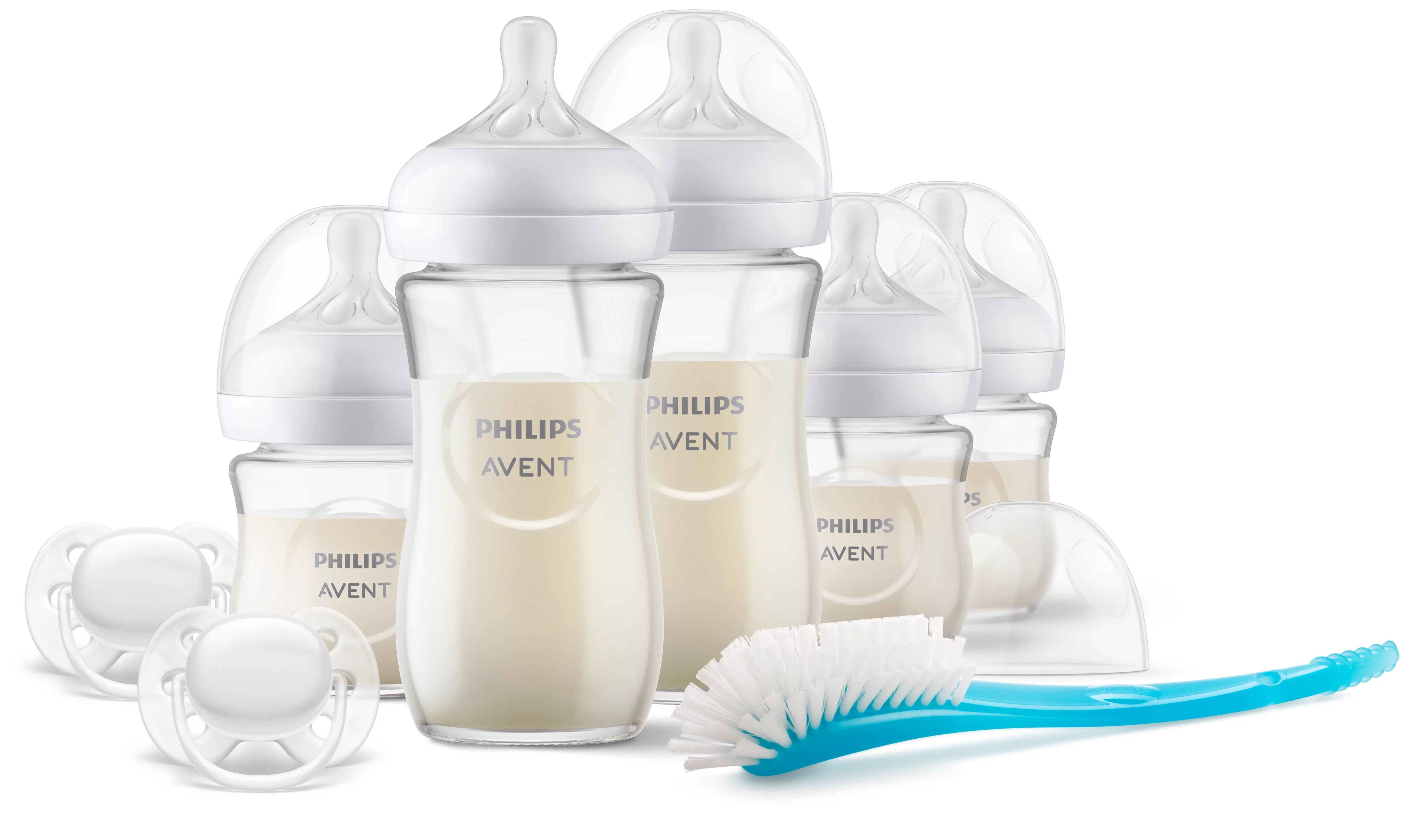 Philips Avent Natural Response Glazen Cadeauset - 5 Flessen, 5 Spenen, Fopspeen & Flessenborstel