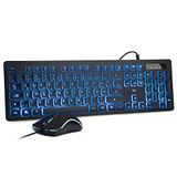 Rii Gaming toetsenbord en muis set met kabel, 3 LED-achtergrondverlichting QWERTZ (DE-lay-out), bekabeld toetsenbord met muis voor pc, computer, laptop, zwart