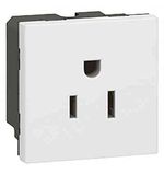 Legrand 077504 Euro-US Mosaic 2P T, 15A standaard stopcontact, 2 modules, wit