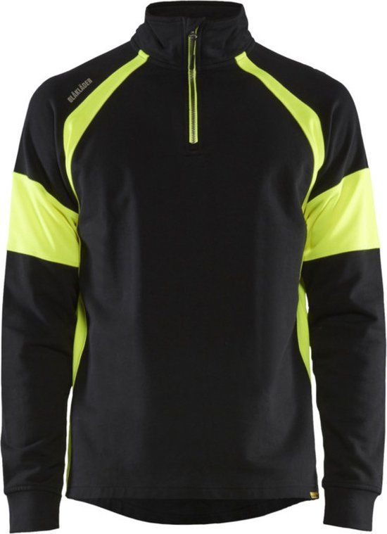 Blåkläder Sweatshirt met High Vis zones 3550-1158 - Zwart/High Vis Geel - XXXL