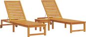 vidaXL Chaise longue 3 pièces Acacia massif Bois Marron
