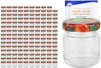MamboCat Set van 200 potten met deksel, 53 ml, fruitdecoratie, incl. receptenboekje