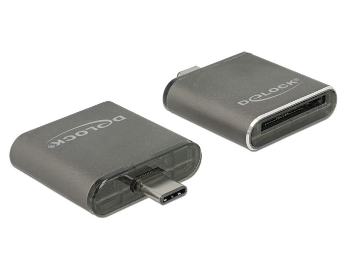 DeLOCK USB Cardreader - USB-C - SD/Micro SD - USB 3.0 - Zwart