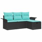 vidaXL Tuinbank - Set - 4 - st - Poly - rattan - Zwart