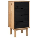 vidaXL Ladekast OTTA Zwart 45 x 39 x 90 cm Massief grenenhout