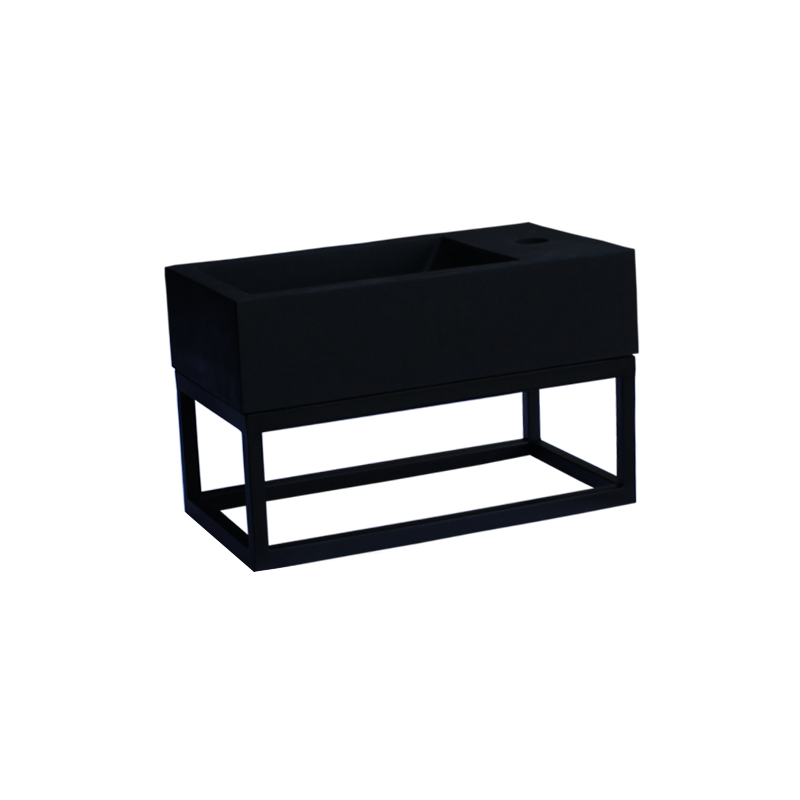 Badkamerplanet Fontein Frame Mat Zwart Quartz 40x22x10 cm