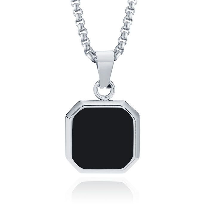 Mendes Icecat Ketting met Hanger - 15mm vierkant met Agaat