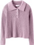 NAME IT - NKFNIA LS LOOSE POLO KNIT LNOOS - Meisjes - Truien - Maat 134/140 - Polyester - Winsome Orchid