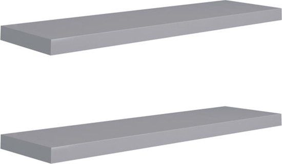 vidaXL Wandschappen zwevend 2 stuks 90x23,5x3,8 cm MDF grijs
