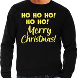 Bellatio Decorations Foute Kersttrui/sweater voor heren - hohoho Merry Christmas - zwart - glitter geel L