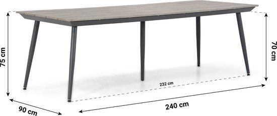 Lifestyle Matale dining tuintafel 240 x 92 cm - Grijs-antraciet