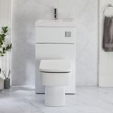 Hudson Reed WC avec lave mains - Blanc - 50 cm x 89 cm - Bouton de chasse chromé - Cluo-Exton