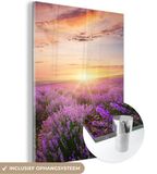 MuchoWow® Glass Painting 60x80 cm - Acrylic Glass Painting - Lavender - Sun - Flowers - Photo on Glass - Paintings