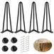 Merkloos Haarspeld 10 Inch Haarspeld Tafelpoten Set van 4 - Zwart Metaal