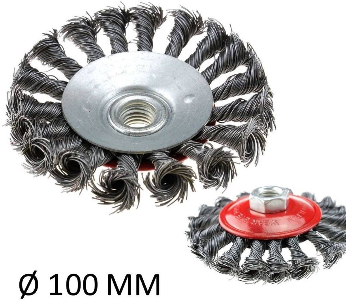 HOFFTECH Komstaalborstel / Kegelborstel 100mm Getordeerd Staal Staalborstel Getordeerd Plat 4" 100 mm staal borstel slijper