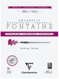Clairefontaine 976040C Aan 4 zijden gelijmd blok Fontaine Extra Wit - 15 Vellen Extra Wit Aquarelpapier 100% Katoen Fijne Korrel - Professionele Kwaliteit 23x31cm 300g