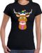 Bellatio Decorations Shoppartners Bv Foute Kerst t-shirt Gay Ruldolf met regenboog muts en roze sjaal zwart voor dames XS