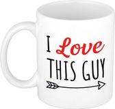 Bellatio Decorations I love this guy koffiemok / theebeker wit met Cupido pijl