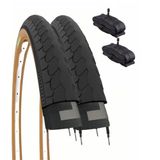 2 banden 26 x 1 3/8 (37-590) + kamers, ventiel Ameirca, banden, zwart, voor stadsfietsen, racefietsen, volwassenen, vintage