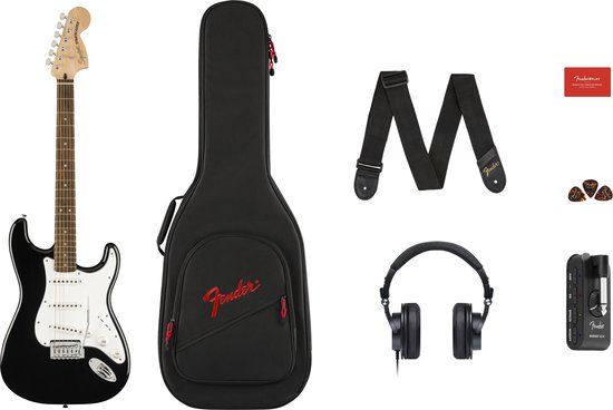 Squier Affinity Stratocaster Black & Mustang Micro Starterpack
