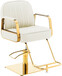 Kappersstoel met voetensteun - Crème/Goud