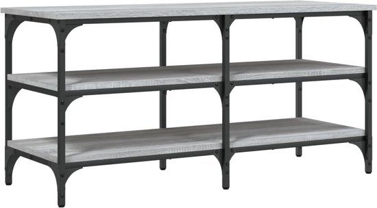 vidaXL Schoenenbankje 100x38,5x49 cm bewerkt hout grijs sonoma