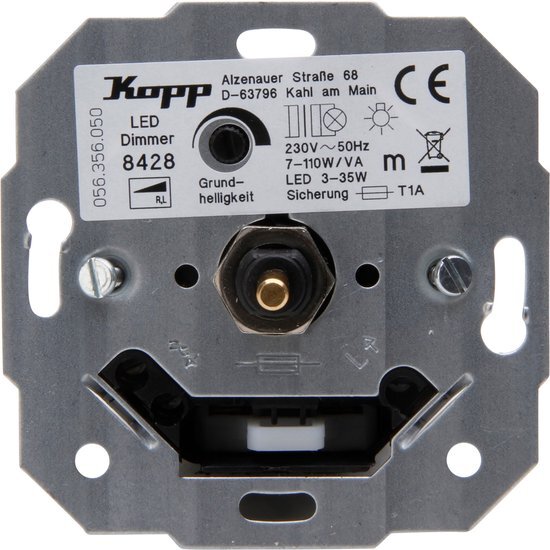 Kopp universele LED druk/draaidimmer 3-35w wissel inbouw R, L