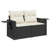 vidaXL Loungeset met Kussens, Poly Rattan, Zwart