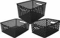 5five Opbergmanden/opbergboxen - Set van 3 - Zwart - Kunststof