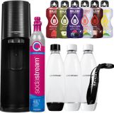 SodaStream Terra, noir, incluant une bouteille + SodaStream, 2x 1 litre Fuse, bouteilles blanches + Spinel cordon de bouteille + Bolero