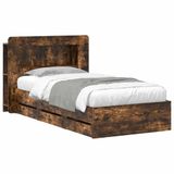 vidaXL Bedframe met opbergruimte en hoofdbord met lade Gerookt eiken