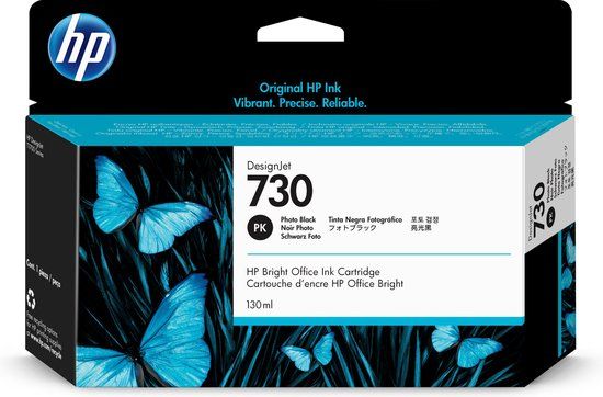 HP 730 Black DesignJet Photo Ink Cartridge - 130 ml - P2V67A