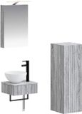 vidaXL Badkamerkast - set - 4 - st - Grijs - Sonoma - Bewerkt - hout