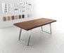 DELIFE Table-à-manger Edge 200x100 XL acacia marron acier inoxydable incliné Live-Edge