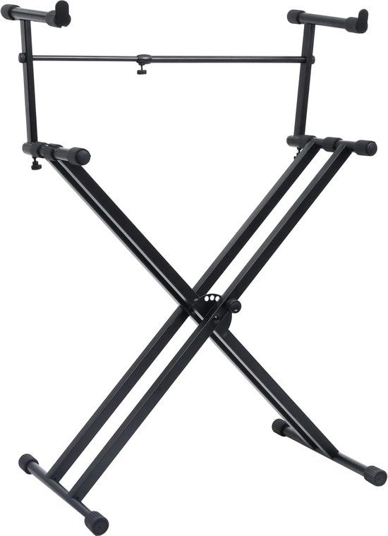 vidaXL Keyboardstandaard X-frame dubbel versterkt zwart