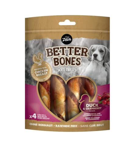 BetterBones Zachte kauwsnack voor honden - Eend & Cranberry - 4 stuks