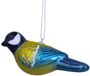 Vondels glazen kerstbal - vogel koolmees 4.5cm geel, blauw 1 stuks