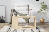 Hanah Home Moderne eiken koffietafel, 80 x 50 x 40 cm, 100% melamine gecoat deeltjesbord, 18 mm, muurvast, extra opslag, Scandinavisch design