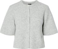 Pieces Gebreid Vest PCSILLY Korte Mouwen Light Grey Melange